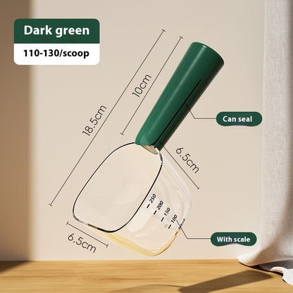 Transparent And Graduated Measuring Pet Food Spoon Pets BlenderJuice.com CJ Dark Green