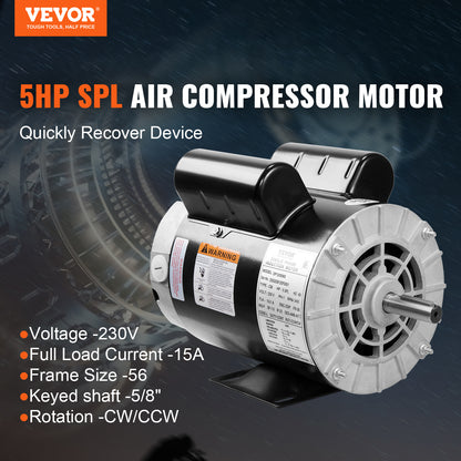 Air Compressor Motor 230V 15 Amps Electric Motor