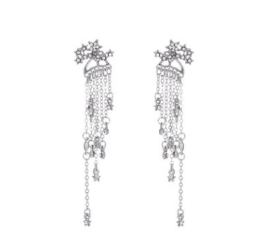 Shining Star Tassel Earrings Back Hanging Exquisite Earrings Jewelry dealsniper-net Earring silver