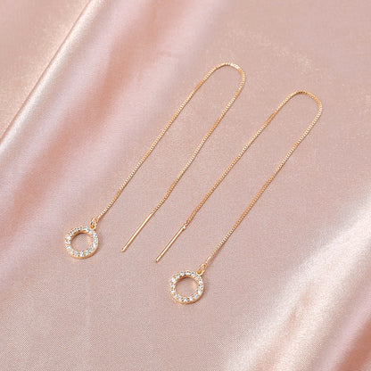 Gold Circle Long Tassel Ear Wire Jewelry dealsniper-net