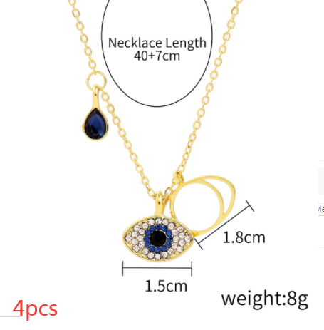 Diamond Demon Eye Necklace Female Jewelry dealsniper-net 1style 4PCS