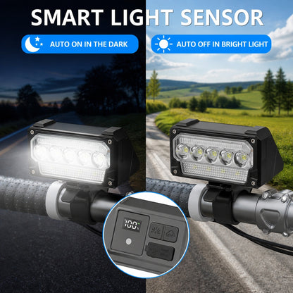 Rechargeable Motion Sensor Battery Display Type C LED Bicycle Light Vehicle DealSniper.net