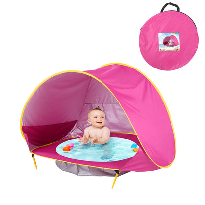 Baby Beach Tent Kids Outdoor Camping Easy Fold Up Waterproof Up Sun Awning Tent UV-protecting Kids dealsniper-net Rose red