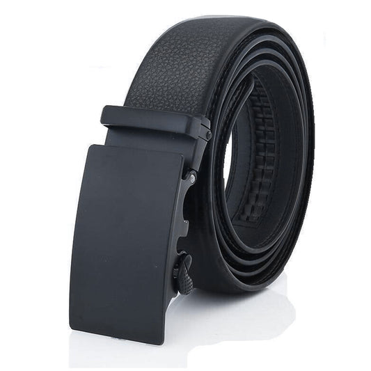 Microfiber Leather Mens Ratchet Belt Belts For Men Adjustable Automatic Buckle Black Men dealsniper-net PU Leather Black 125cm