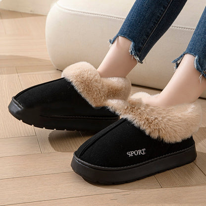 Cozy Plush Soft Slippers Shoes For Women Non-Slip Platform Shoes Women dealsniper-net Black 36to37