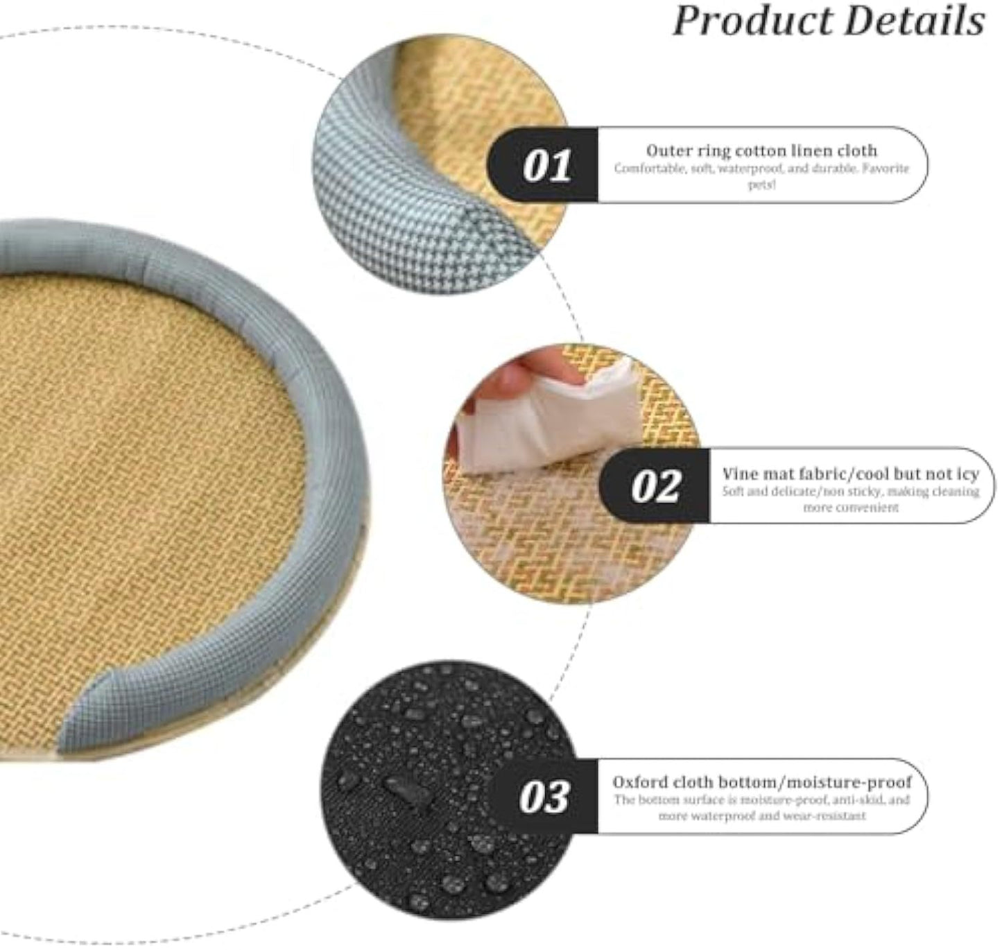 Cooling Mat For Cats - Rattan Pet Bed With Breathable Cushion And Summer Mattress Pets dealsniper-net