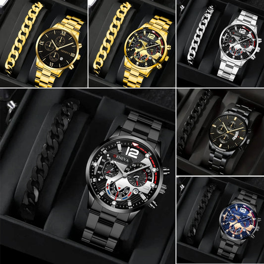 2pcs Men's New Popular Steel Strip Fashion Business Jewelry Gym From House