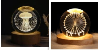 Luminous Starry Sky And Planets Moon Moon Crystal Ball Night Lamp Home Decor Gym From House Solid Wood Lamp Holder Set 1PC