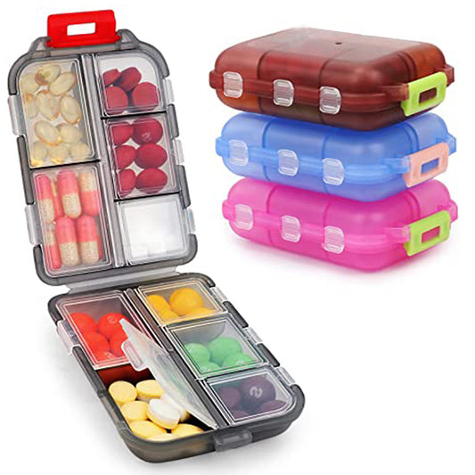 Travel Pill Organizer 10 Grid  Moisture Proof Pills Box