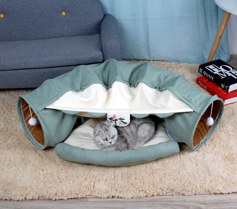 Pet Cats Tunnel Interactive Play Toy Mobile Collapsible Pets DealSniper.net Matcha