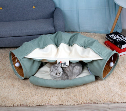 Pet Cats Tunnel Interactive Play Toy Mobile Collapsible Pets DealSniper.net Matcha