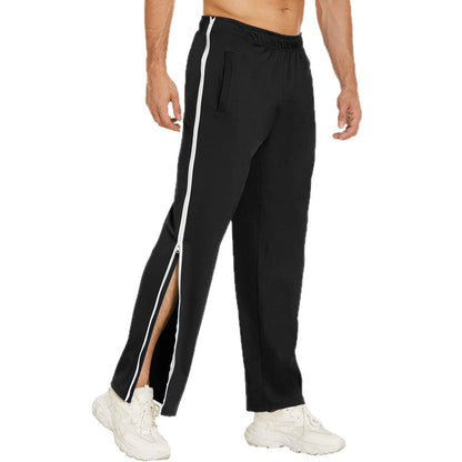 Men Trendy Zip Tearaway Basketball Sweatpants Loose Sports Men Gym From House Black 2XL