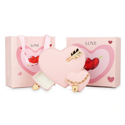 Plastic Double Love Heart-shaped Jewelry Box Holidays DealSniper.net Pink Love Lock Pink Love Lock Rose Gift Box Handbag