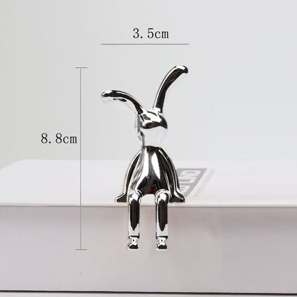 Creative Cartoon Sitting Long Eared Rabbit Ornament House dealsniper-net Silver Sitting rabbit