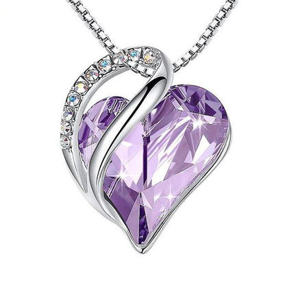 925 Sliver Heart Shaped Geometric Necklace Jewelry Jewelry dealsniper-net Purple