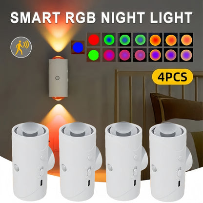 4PCS Color-sensing Motion Night Lights, Wall Lights Cabinet Lights Outdoor Gym From House White shell 4PCS