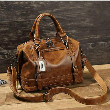 Fashion Casual Women Oil Wax Retro Portable Messenger Bag Women dealsniper-net Brown