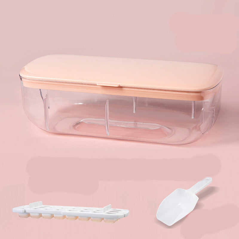 Ice Cube Tray With Storage Box Quick Demould Ice Cube Moulds Deals DealSniper.net Pink Single layer