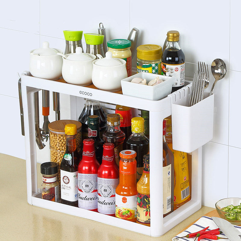 Double-layer kitchen shelf knife rack storage box Kitchen DealSniper.net