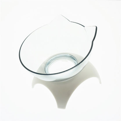 Non Slip Double Cat Bowl With Raised Stand Pet Food Pets dealsniper-net Single clear white and box