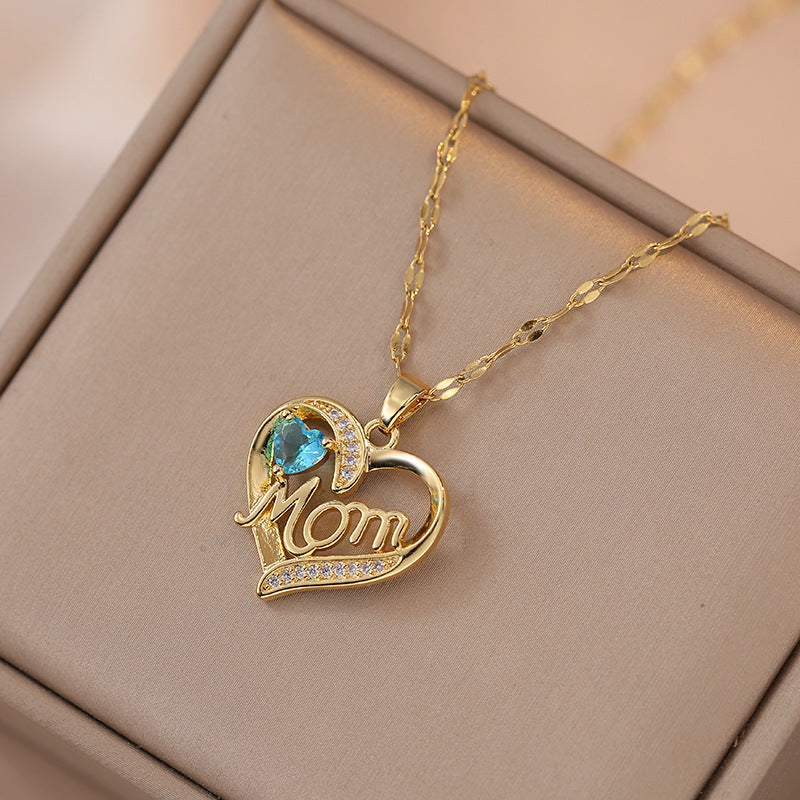 Mother's Day Jewelry High Grade Zircon Heart Flower Necklace Jewelry Gym From House Blue Loving Heart 33
