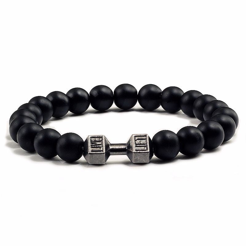 Natural Volcanic Stone Beads Bracelets Black Lava Men Women Jewelry DealSniper.net Black Matte Gun Black 17cm