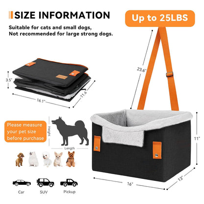 Portable Small Dog Car Seat Dog Booster Seat For Car With Clip-On Safety Leash Perfect For Small Pets Pet Products Pets dealsniper-net