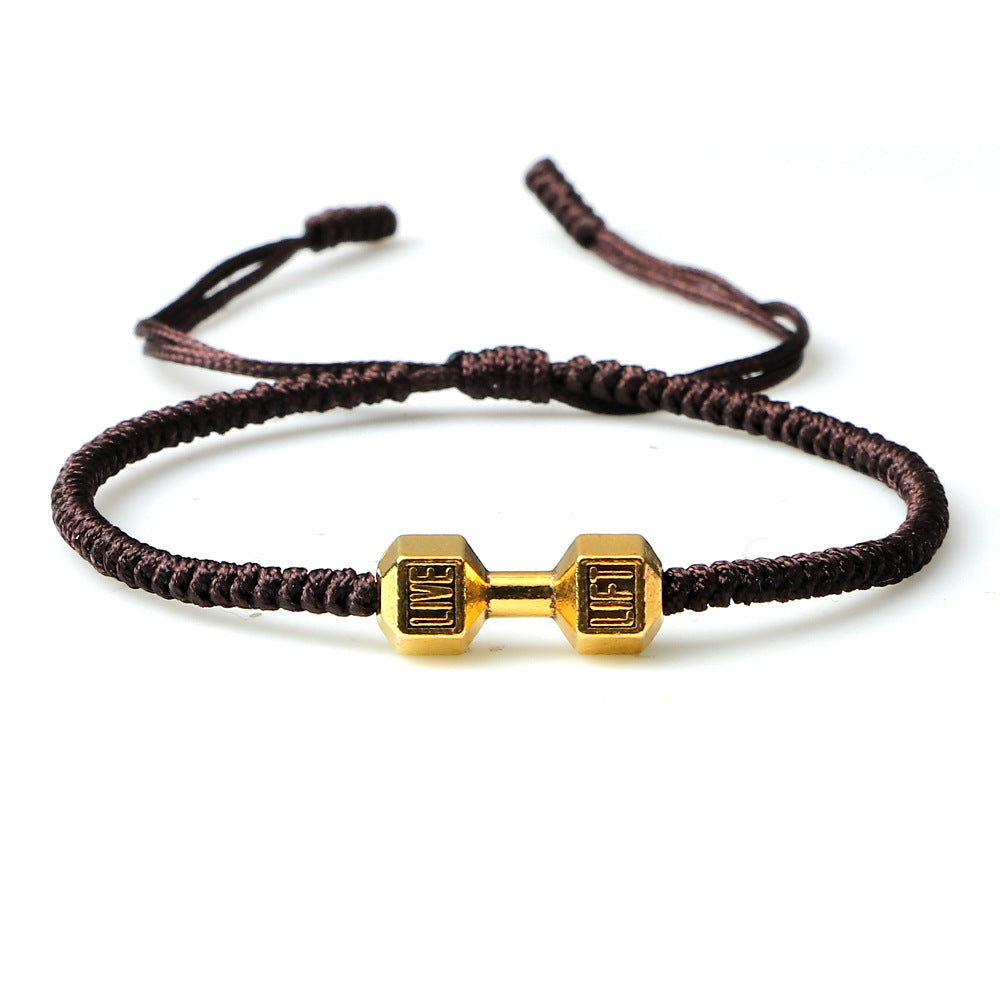 Originality Woven Dumbbell Alloy Bracelet Jewelry dealsniper-net Brown gold