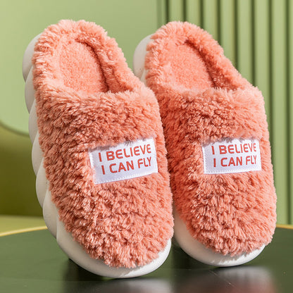 Warm Plush Slippers Home Shoes For Women Couple Winter Slippers Women DealSniper.net Watermelon red 36to37