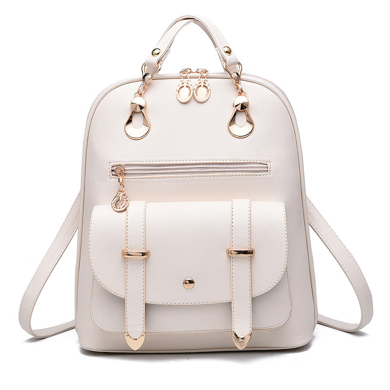 Female bag fashion PU leather dual-use backpack Women DealSniper.net White