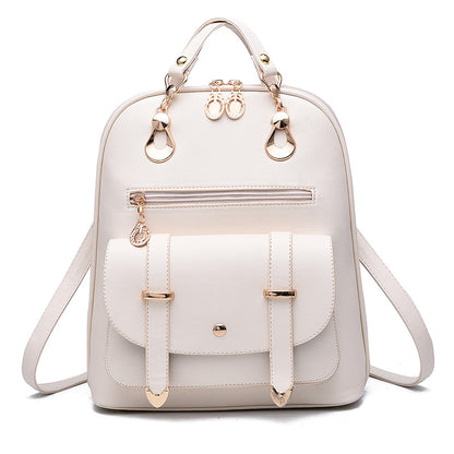 Female bag fashion PU leather dual-use backpack Women DealSniper.net White