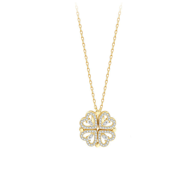 Explosive Style Detachable Deformed Four-leaf Clover Necklace Jewelry dealsniper-net Gold