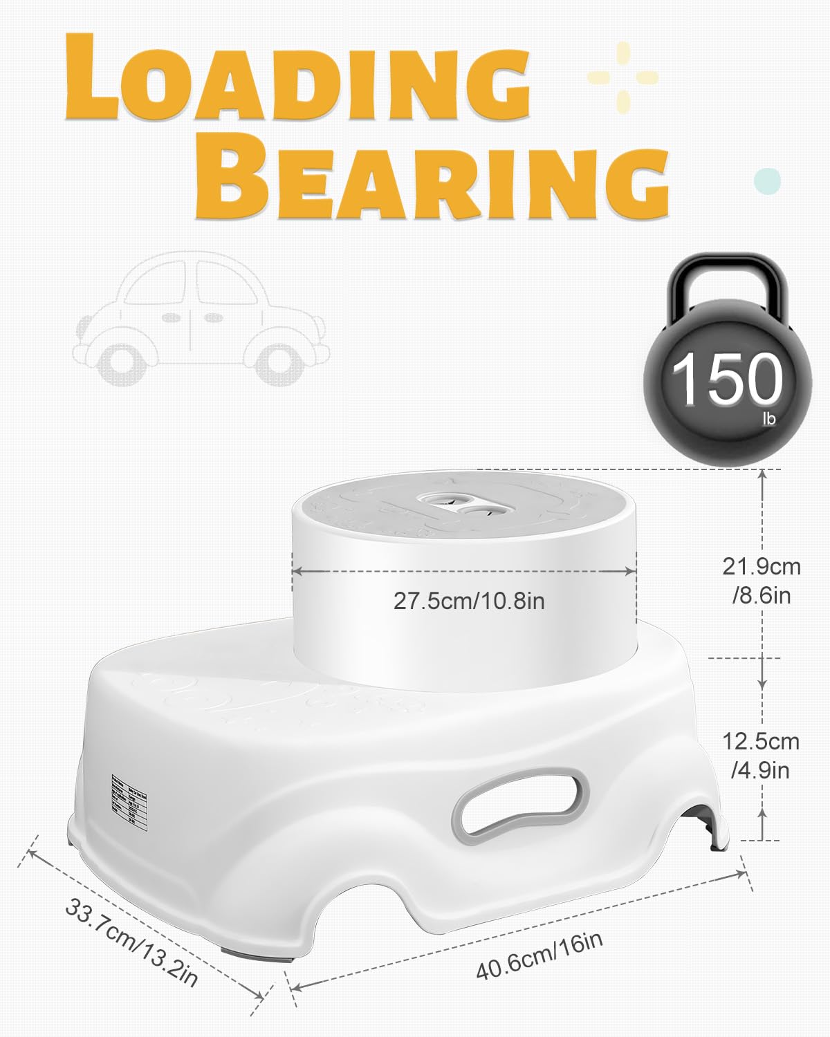 Padded 2-Step Step Stool 2-Step Footstool - Step Stool Non-slip Kitchen Gym From House