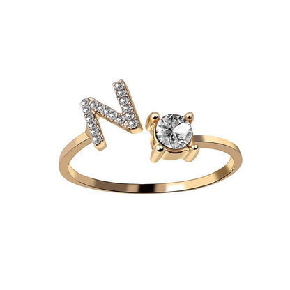 New Design Adjustable 26 Initial Letter Ring Fashion Jewelry Jewelry dealsniper-net Gold N