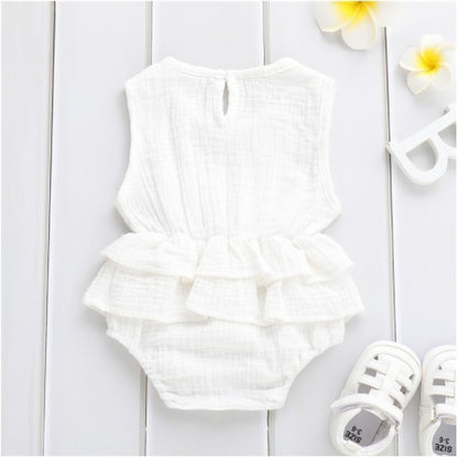 Baby children's clothing striped sleeveless girl pettiskirt Kids DealSniper.net white 100cm