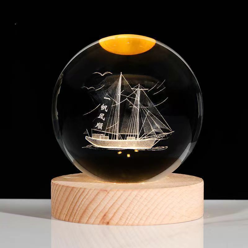 Luminous Starry Sky And Planets Moon Moon Crystal Ball Holidays DealSniper.net Solid Wood Lamp Holder Smooth sailing 6CM