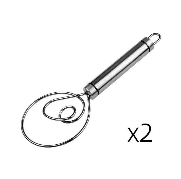 Stainless Steel Danish Flour Binocular Coil Mixer Manual Dough Mixer And Dough Tool Mixing Stick Kitchen DealSniper.net Single lap 2pcs