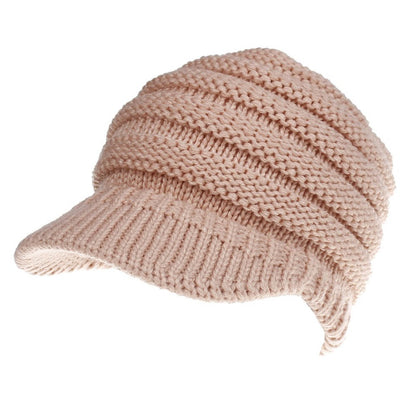 Women Ponytail Beanies Autumn Winter Hats Female Women dealsniper-net Meat Pink 56x58cm