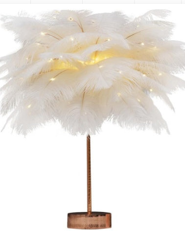 Feather Lamp Nordic Desk Lamp European-Style Night Light Home Decor dealsniper-net White Flash USB