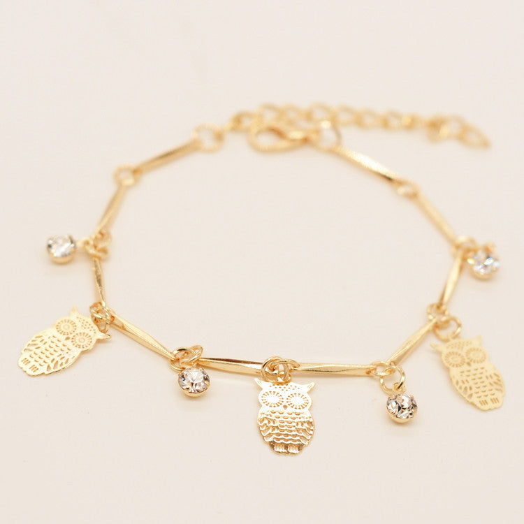 Ethnic Style Golden Owl Tassel Bracelet Jewelry DealSniper.net
