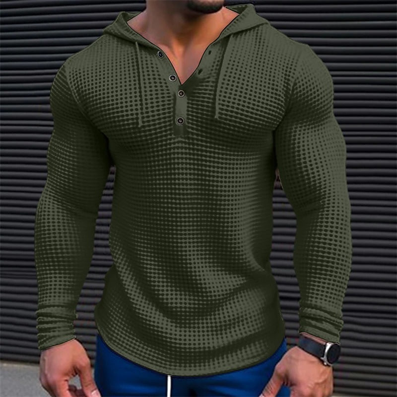 Men's Pullover Casual Long Sleeve T-shirt Waffler Slim Tops