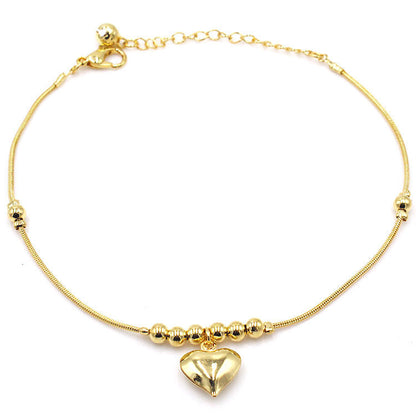 Gothic Gold Color Heart Pendant Anklet For Women Jewelry dealsniper-net Gold Anklet