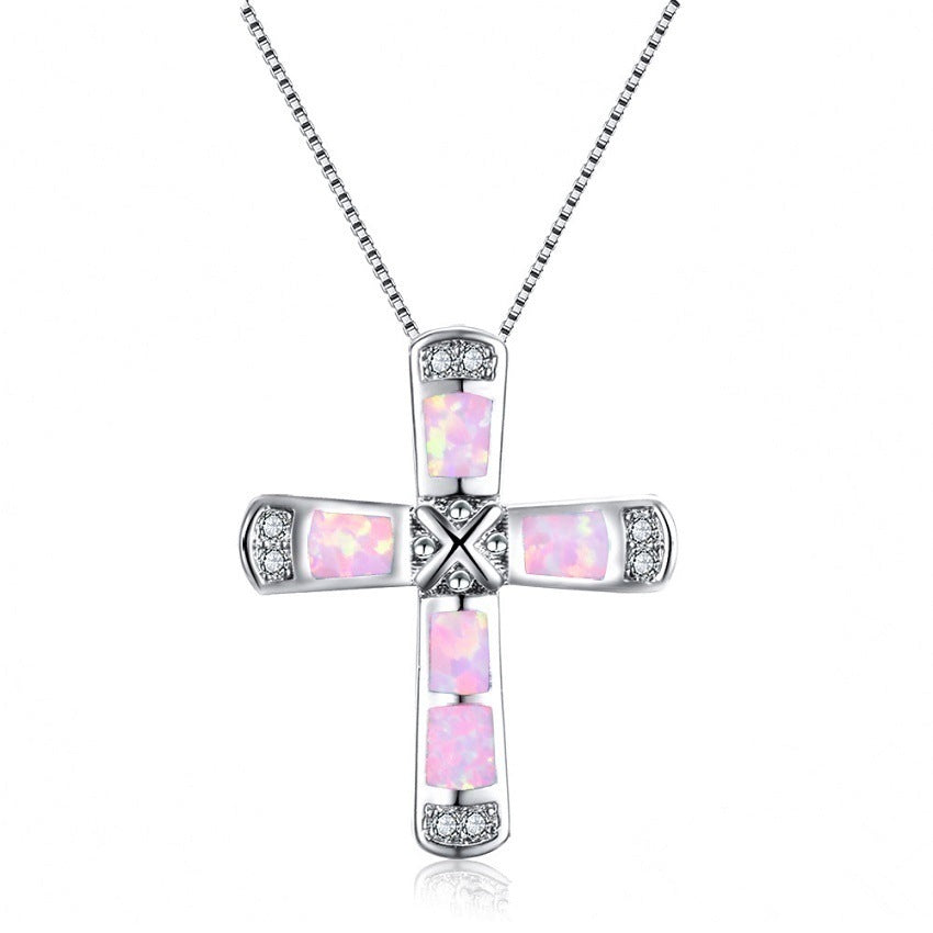 Cross pendant necklace Jewelry dealsniper-net Pink