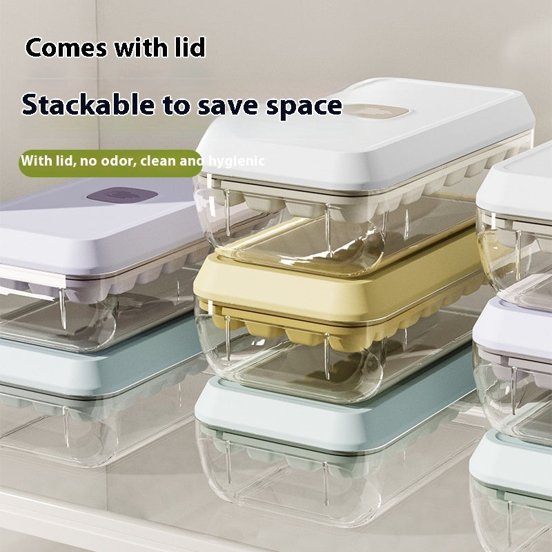 32 Grid Silicone Ice Cube Tray Mould With Lid Shovel Storage Box Kitchen DealSniper.net