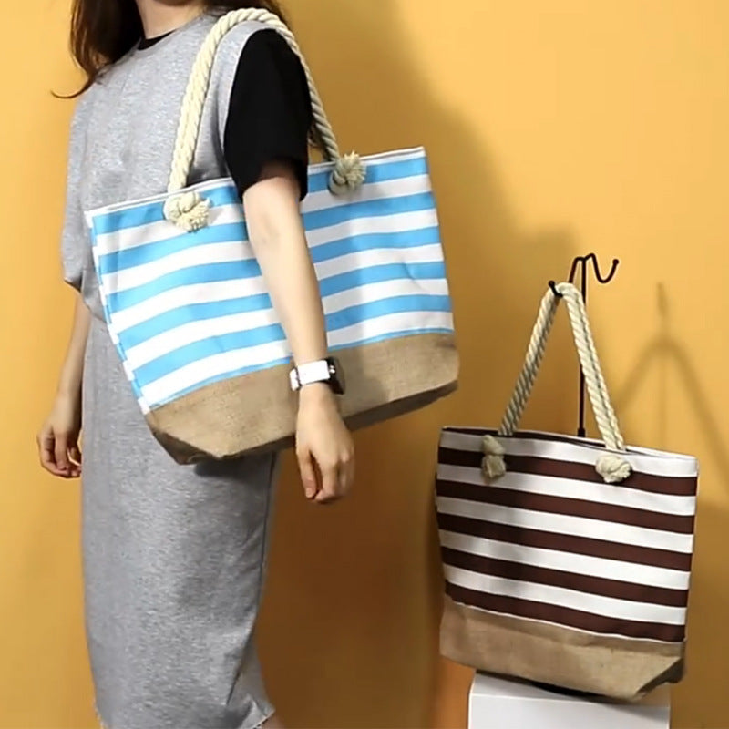 Striped Beach Bag Casual Large Capacity Women Shoulder Bags Women DealSniper.net