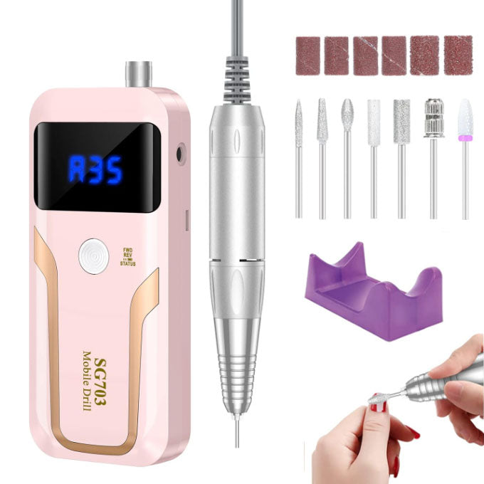 Portable Nail Drill Professional 35000 RPM, Rechargeable Electric Nail Beauty dealsniper-net Pink