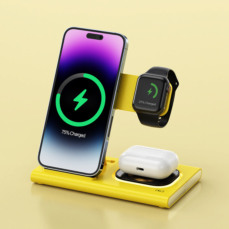 3 IN 1 15W Wireless Charging Charger Magnetic Night Light Gadgets Gym From House Yellow