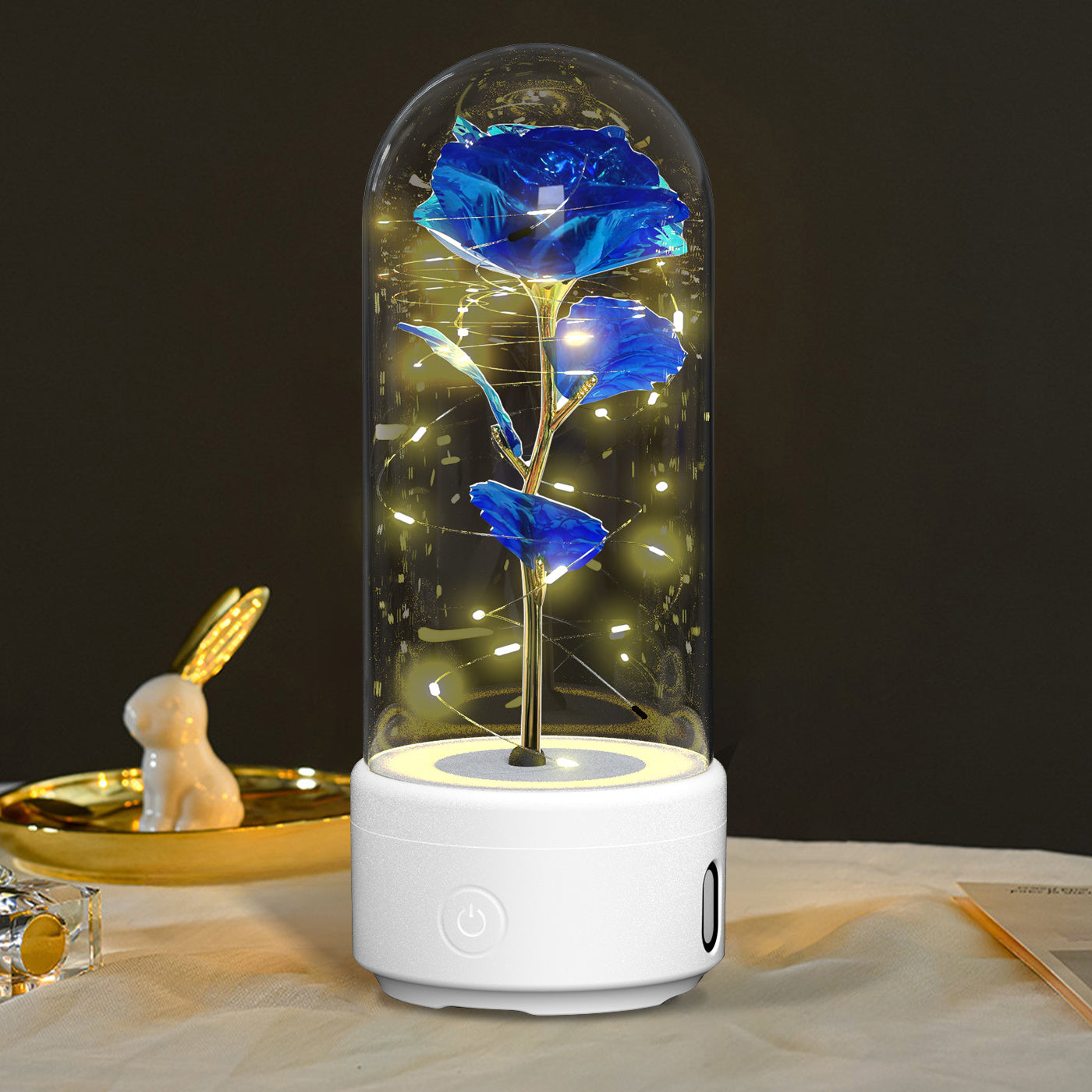 Creative 2 In 1 Rose Flowers LED Light And Bluetooth Speaker