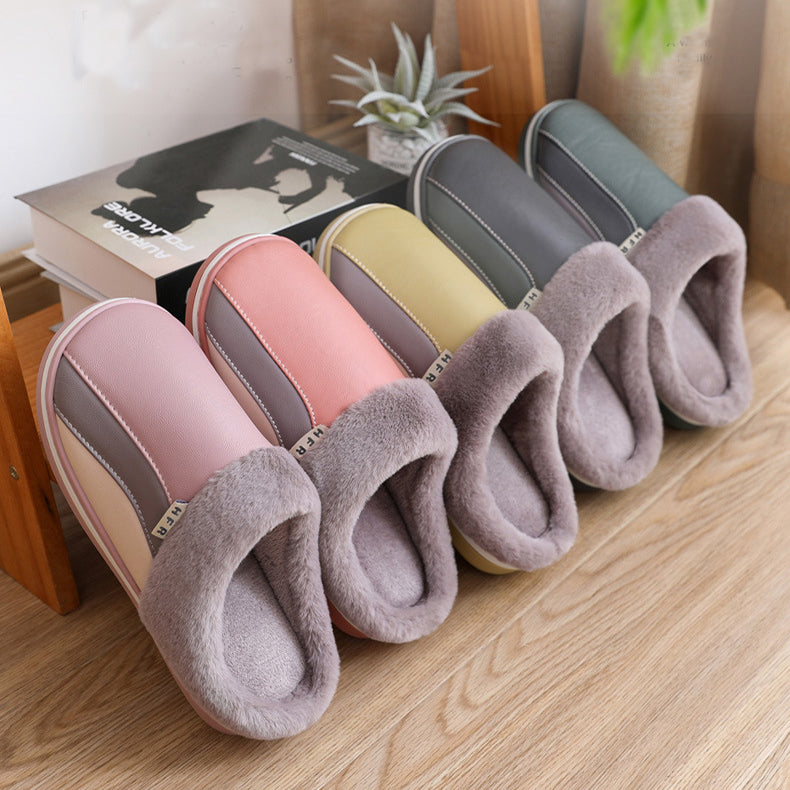 Waterproof Slippers Plush Winter Shoes Home Non-slip Bedroom Slippers Women Women DealSniper.net