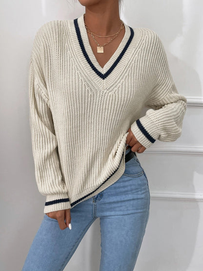 Winter Women's Clothes Cable Knit V Neck Sweaters Casual Women Gym From House